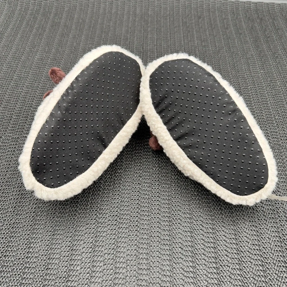 Sakar Kids Reindeer Plush Sherpa Slippers Cream Brown Size S/M 5910725